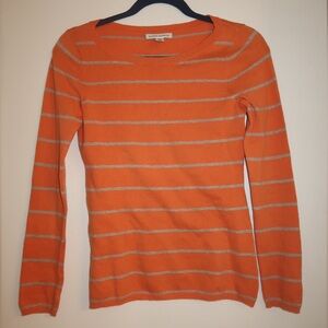 Banana Republic Orange and Cream Striped Long-Sleeve Tee